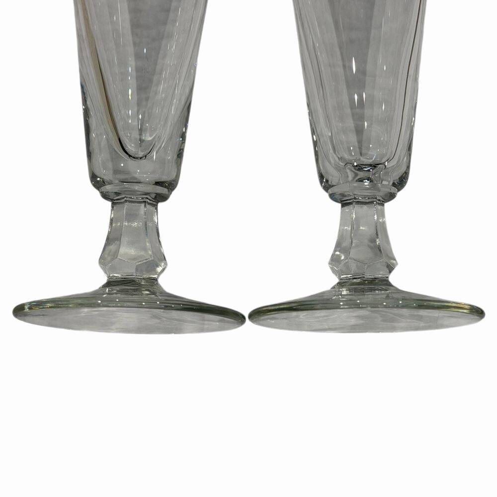 Schlitz Pilsner Beer Glasses 9oz Footed Stem Pair 8.5" Vintage 1960s Barware - Picture 3 of 6